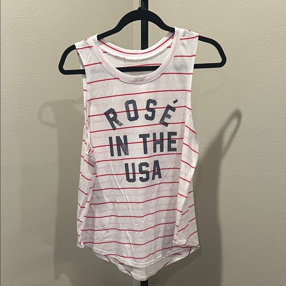 Grayson Threads White and Red Striped Muscle Tee